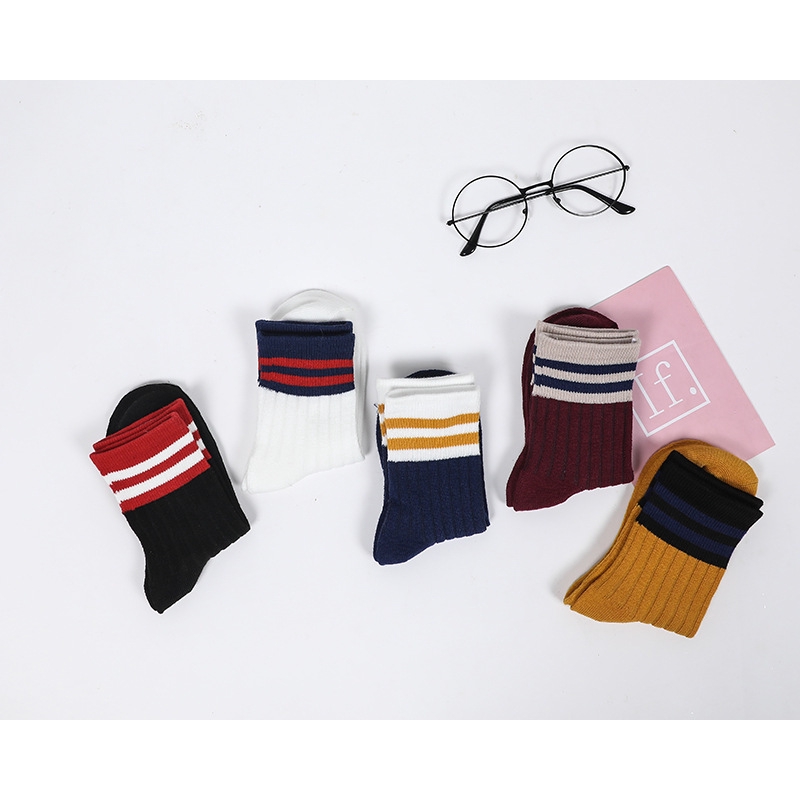 1 Đôi Tất Cotton Kẻ Sọc Thời Trang Xuân Thu Cho Bé