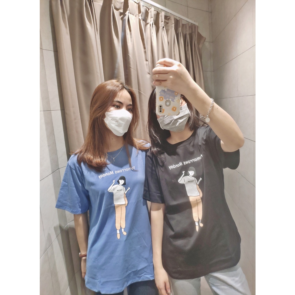 Áo phông nam nữ oversize tay lửng áo đôi Tomorrows Monday cá tính vải cotton khô cao cấp Quảng Châu hottrend ẢNH THẬT