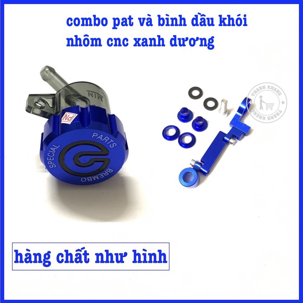 Combo pat và bình dầu khói nhôm cnc màu xanh dương thanh khang 006001713 006001706