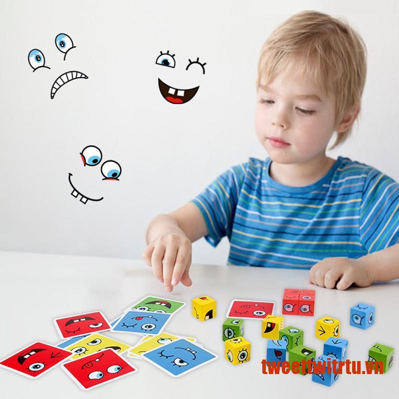 Bộ Đồ Chơi Xếp Hình Biểu Tượng Cảm Xúc Bằng Gỗ Dành Cho Trẻ Mẫu Giáo