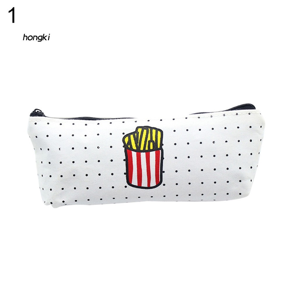 Túi bút vải họa tiết đồ ăn xinh xắn cho học sinh