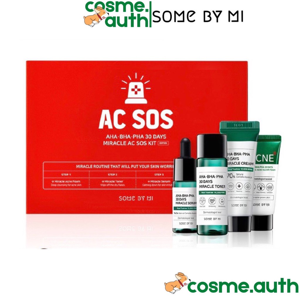 Bộ Sản Phẩm Some By Mi AC SOS AHA-BHA-PHA 30Days Miracle Repair Starter Kit 4 Sản Phẩm