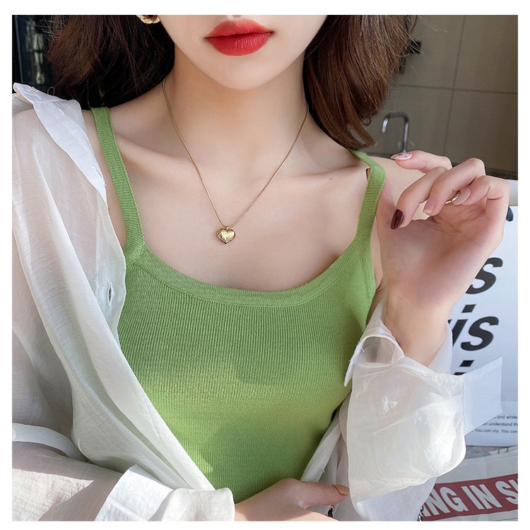 Áo kiểu ZHELIHANGFEI hai dây dệt kim dáng ngắn ôm vừa vặn phong cách Hong Kong retro quyến rũ thời trang cho học sinh nữ