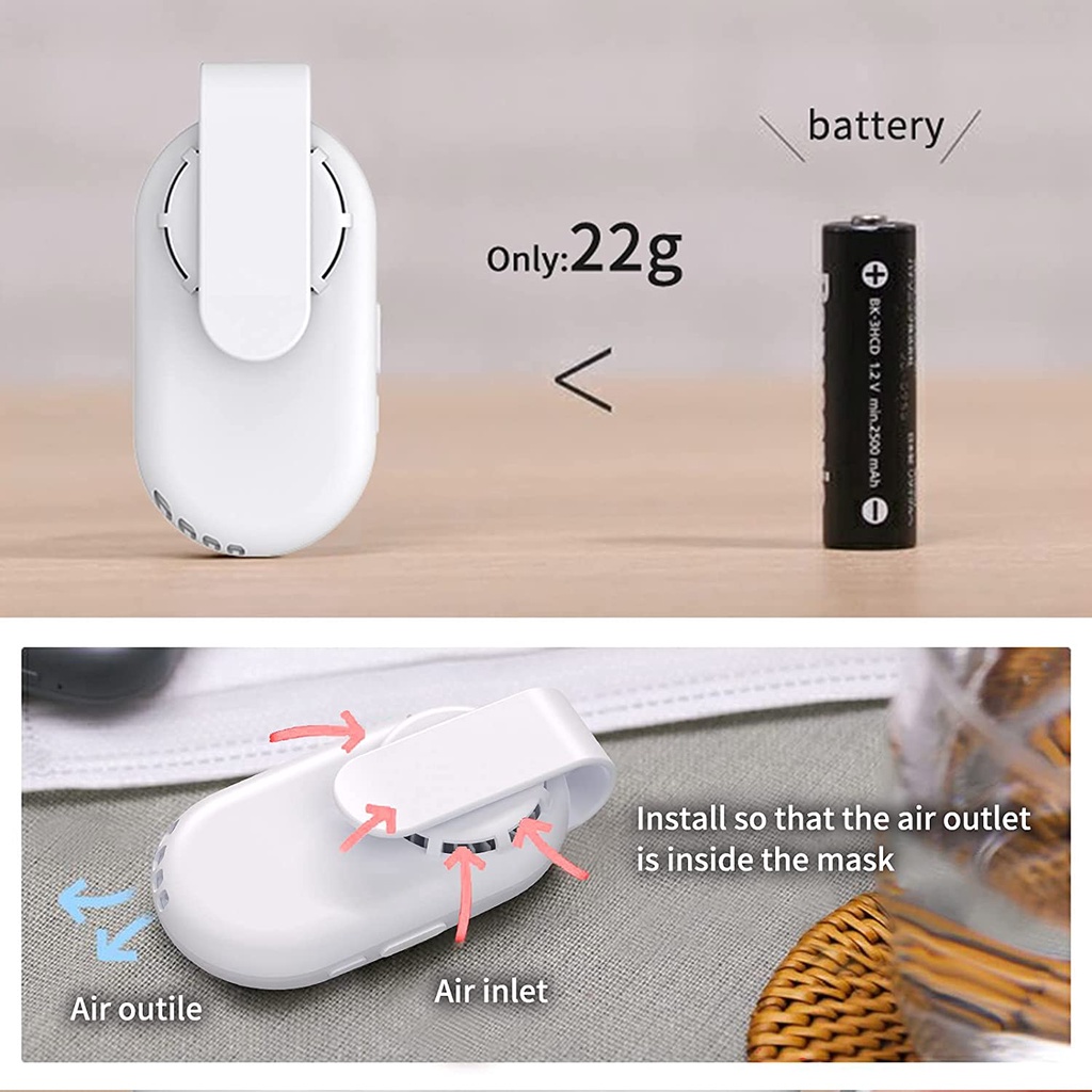 Quạt Kẹp Khẩu Trang Sowmow Usb Mini Tiện Lợi, Có Thể Tái Sử Dụng, Quạt Thoáng Khí Bảo Vệ Sức Khỏe
