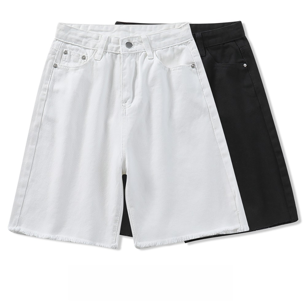 Quần Short Denim Ống Rộng Lưng Cao Thời Trang Dành Cho Nam