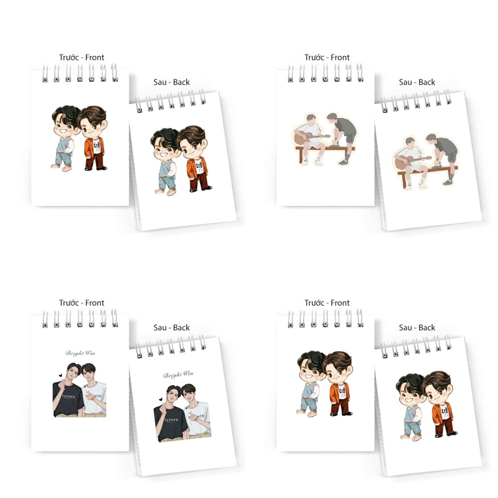 Sổ tay in hình  BRIGHTWIN 2gether BL Thái Lan lò xo 6x10 ghi chú tiện lợi học tập xinh xắn anime chibi