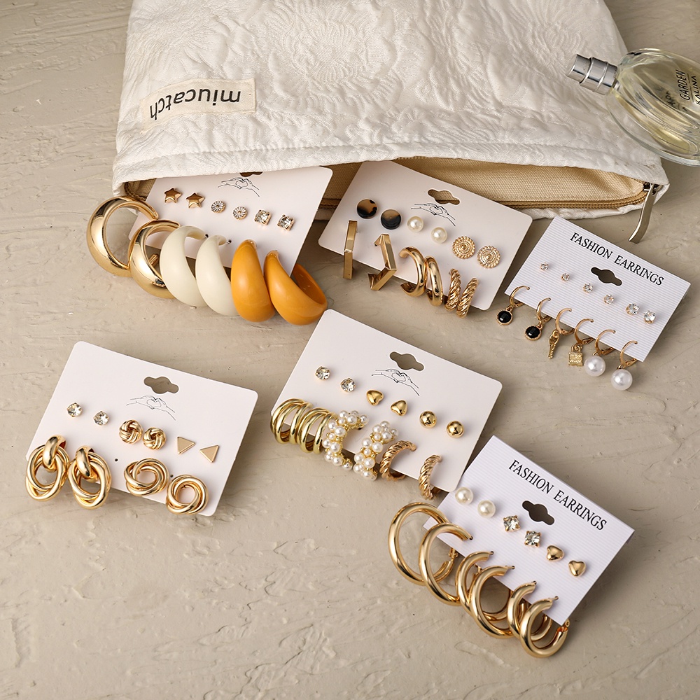 Set 6 đôi khuyên tai iF YOU thời trang Hàn Quốc cho nữ
