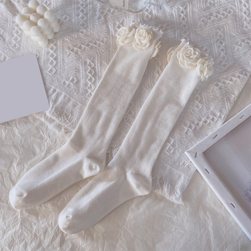 Tất Chân Cao Qua Gối In Hình Hoa Hồng 3D Phong Cách Lolita