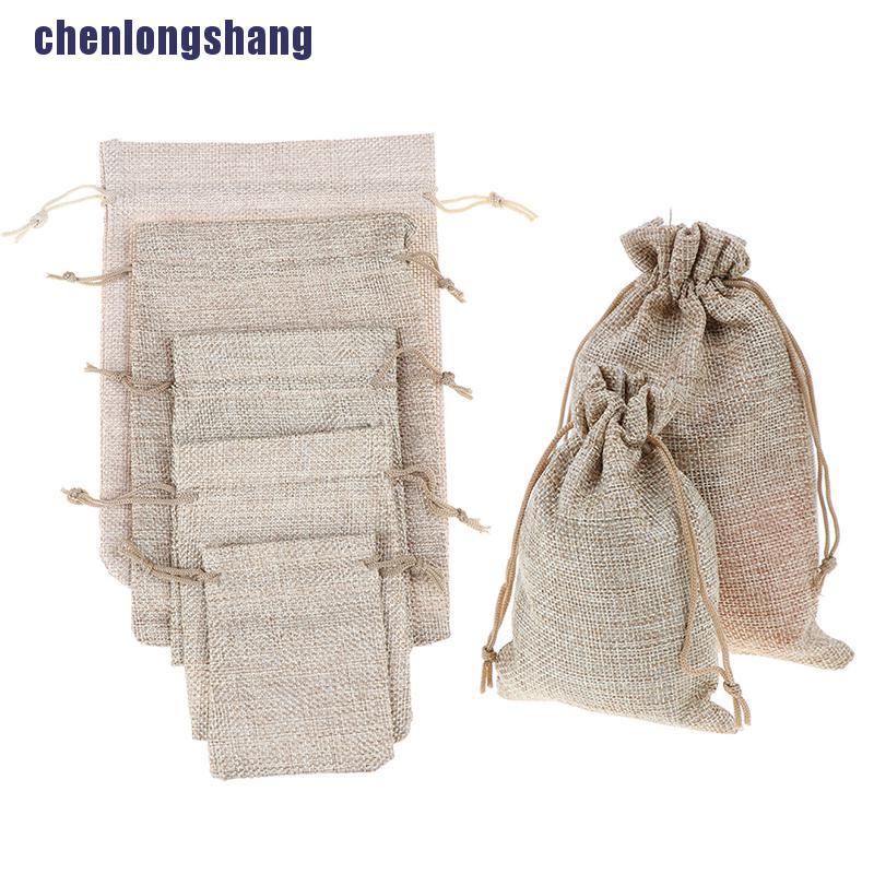 5 Túi Dây Rút Quà Tặng Đám Cưới Bằng Vải Bố Tự Nhiên