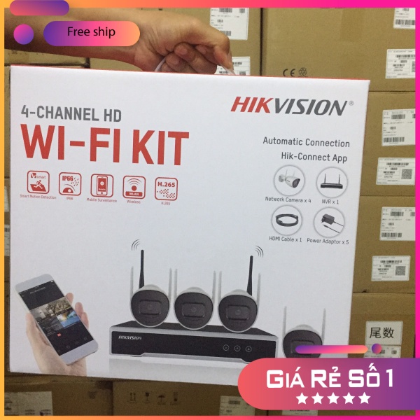 Bộ Kit 4 Camera IP Wifi 2MP Thế hệ mới HIKVISION NK42W0H
