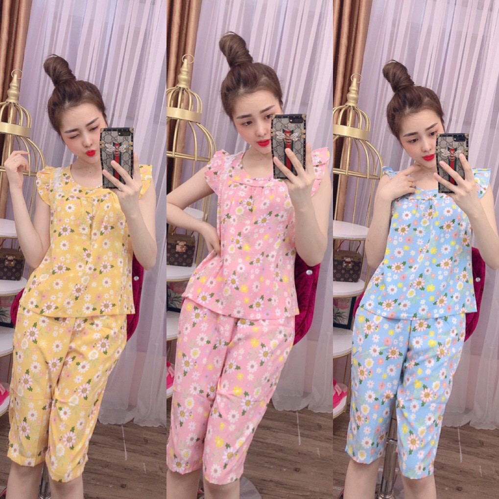 SET BỘ LỤA HOA NHÍ TAY CÁNH TIÊN DỄ THƯƠNG, CÓ SIZE 40-75KG - LUA04