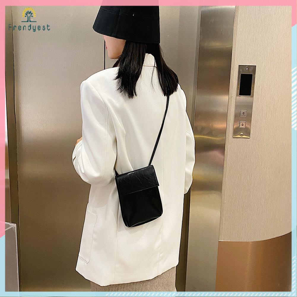 Túi đeo chéo da PU đựng điện thoại phong cách retro cho nữ