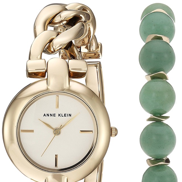 Set đồng hồ nữ Anne klein kèm vòng đá xanh