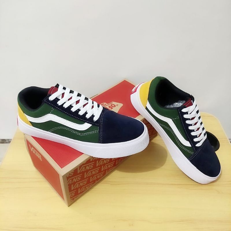 Giày thể thao SNAEKERS CASUAL VANS OLDSKOOL kết hợp màu xanh lá mới nhất cho nam và nữ