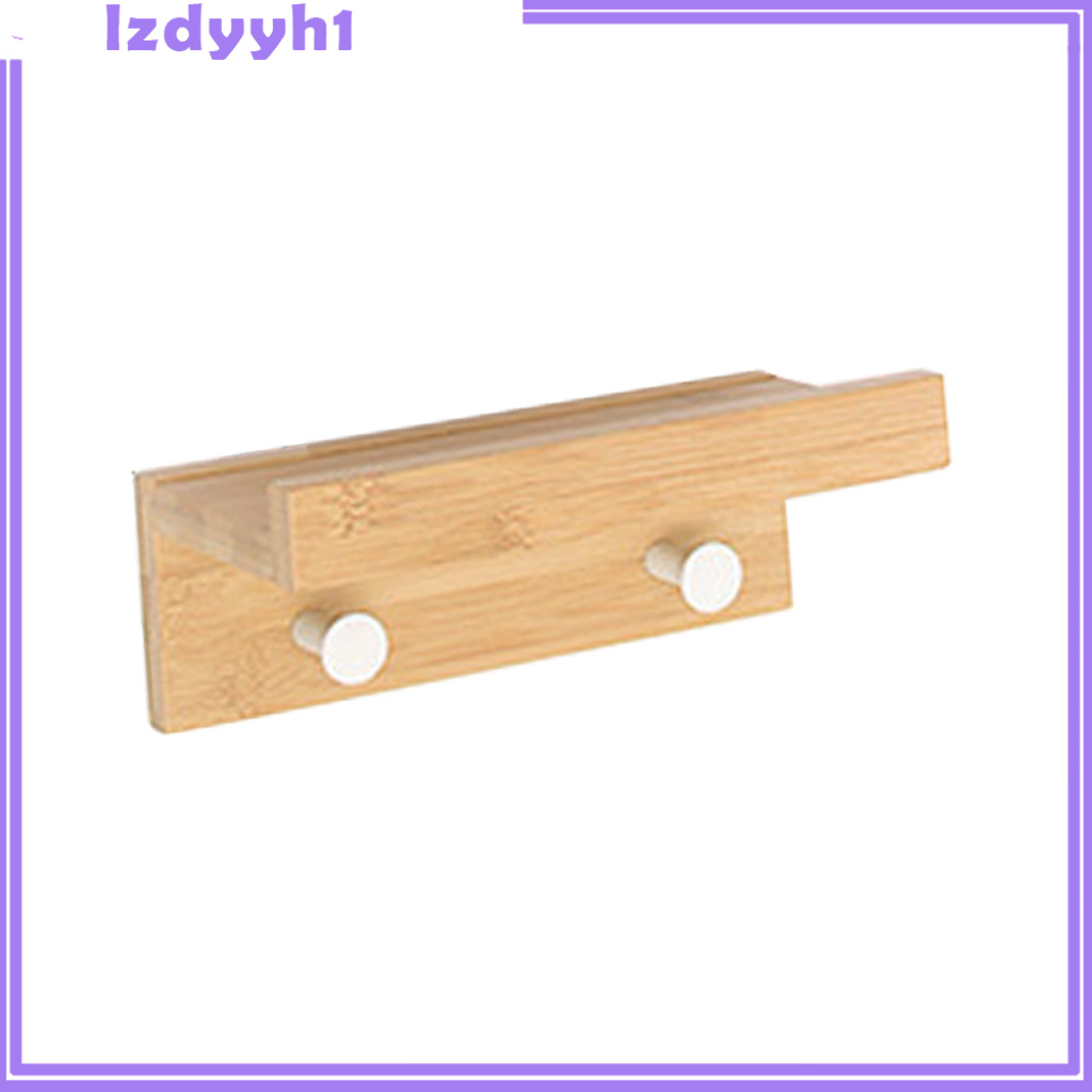 JoyDIY Bamboo Wall Mounted Shelf with Hooks for Home