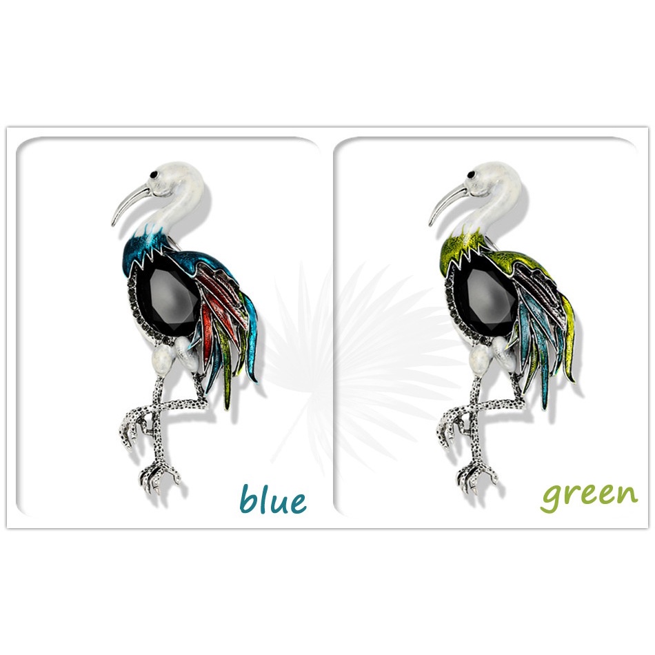 Ghim Cài Áo Hình Chim Hồng Hạc Đính Đá Thời Trang