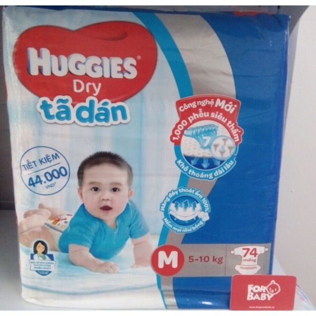 TÃ DÁN HUGGIES ĐỦ SIZE M74/L68/XL62