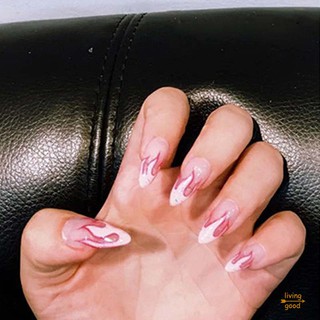 Set 24 Móng Tay Giả Họa Tiết Ngọn Lửa Độc Đáo