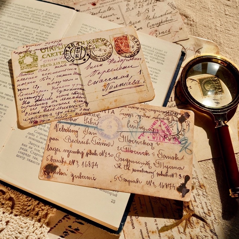 Hộp 30 tấm bưu thiếp, postcard hoạ tiết vintage