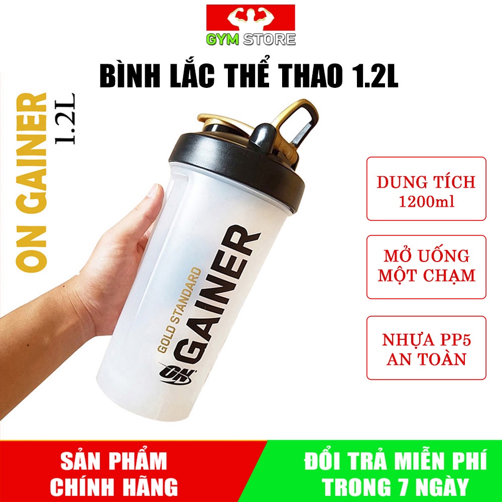 Bình Lắc Tập Gym ⚡FREE SHIP⚡ Bình Nước Thể thao cỡ lớn Optimun Nitrition 1l2 Bpa free