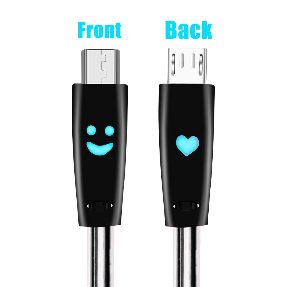 Dây Cáp Sạc Nhanh Micro Usb Hình Mặt Cười Có Đèn Led Phát Sáng Cho Android Usb 1 M Jp3