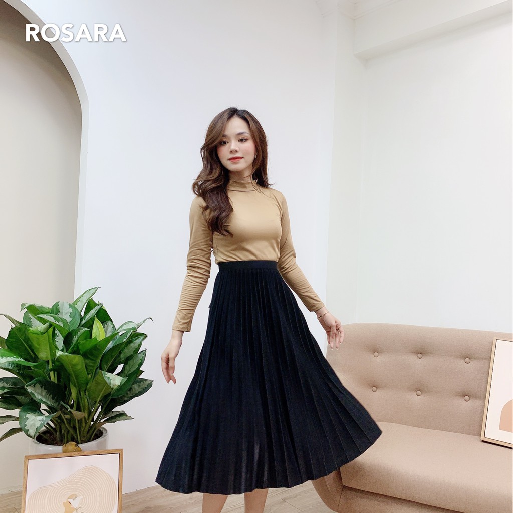 Chân váy xếp ly dài cạp chun 3 màu Rosara SP15 | BigBuy360 - bigbuy360.vn