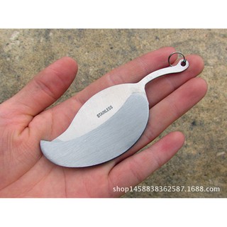 Móc khóa mini thép chống gỉ chiếc lá siêu bén  độc đáo F8