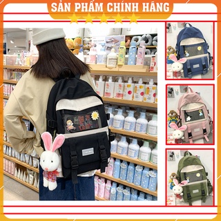Balo nữ đi học 🔥freeship🔥 balo ulzzang hàn quốc chống nước phối lưới đẹp tặng sticker và gáu bông