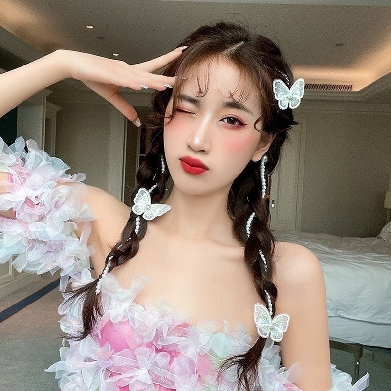 Kẹp Tóc Hình Nơ Đính Ngọc Trai Giả Thời Trang Mới