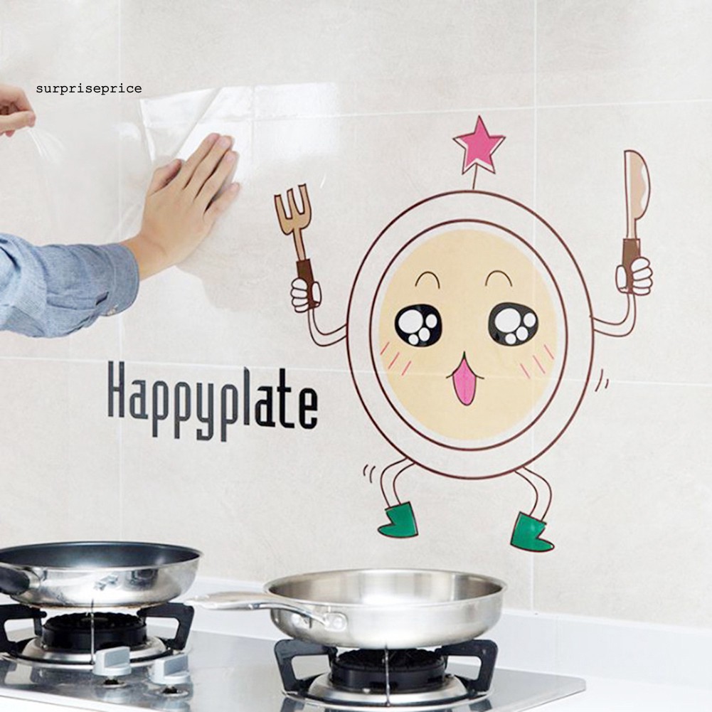 Giấy Dán Tường Trang Trí Nhà Bếp Chống Dầu Mỡ 60x90cm Họa Tiết Xinh Xắn