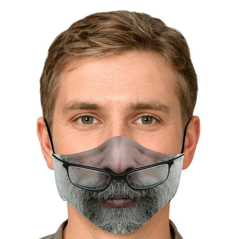 Khẩu trang cotton chống bụi in hình mặt cười 3D có thể giặt sạch và tái sử dụng cho nam và nữ