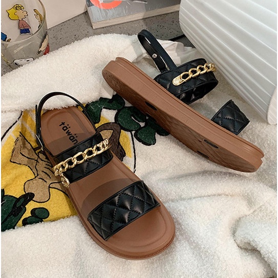 Giày Sandal nữ với dây chuyền đồng😍TAWANA 💖DÉP CAO SU