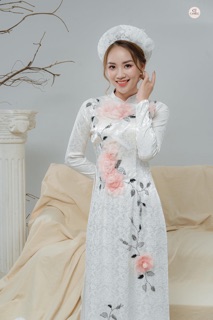 Mấn cô dâu ren đính hoa voan