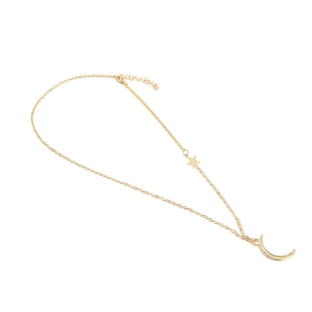 woman fashion retro Moon Star Pendant Chain Necklace Choker Lady Party Jewelry Gifts
