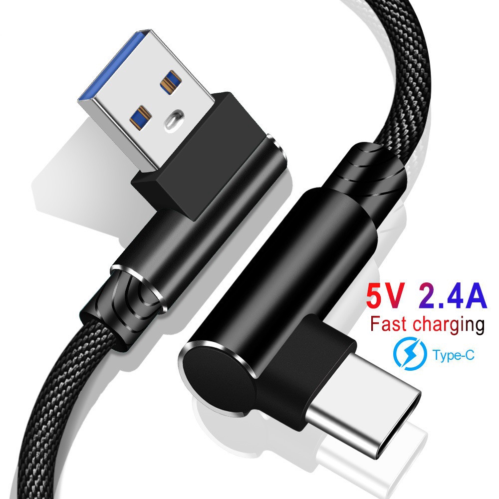 Dây cáp sạc USB loại C nhanh kiểu 90 độ cho Iphone/Android 1m/2m/3m