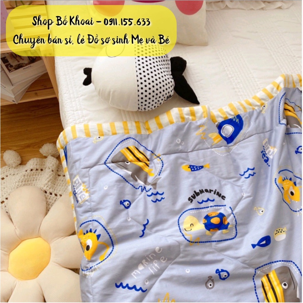 Chăn cotton trần bông - Chăn thu đông, Chăn nằm điều hòa cho bé - Bố Khoai Store