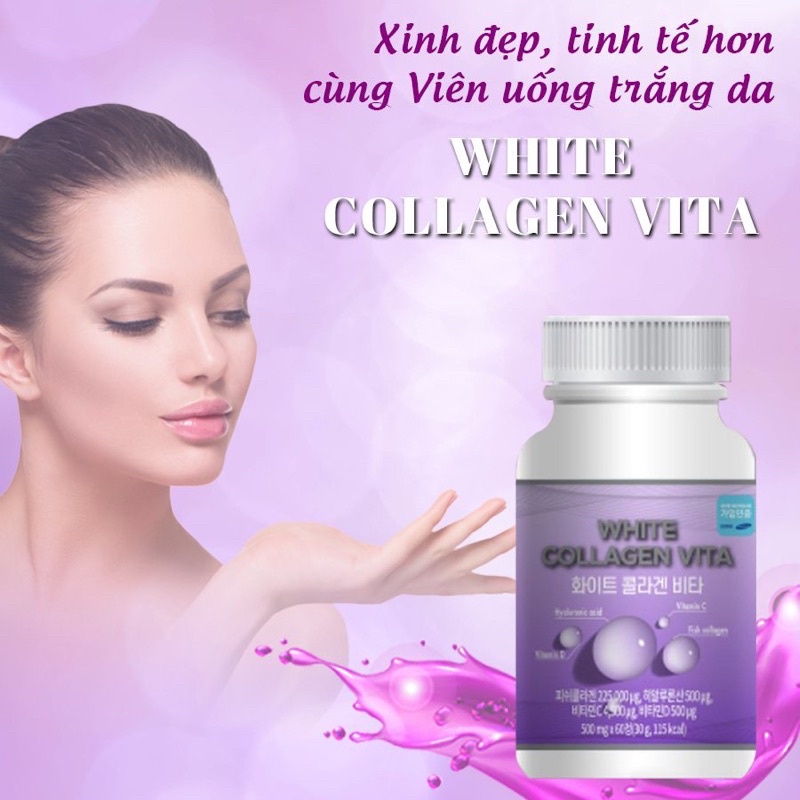 Viên uống cấp nước collagen trắng da WHITE COLLAGEN VITA Hàn Quốc hộp 60 viên