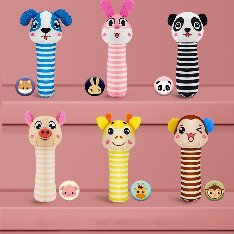 Đồ Chơi Lục Lạc Hình Thú Hoạt Hình Nhồi Bông Có Thể Giặt Sạch Cho Bé