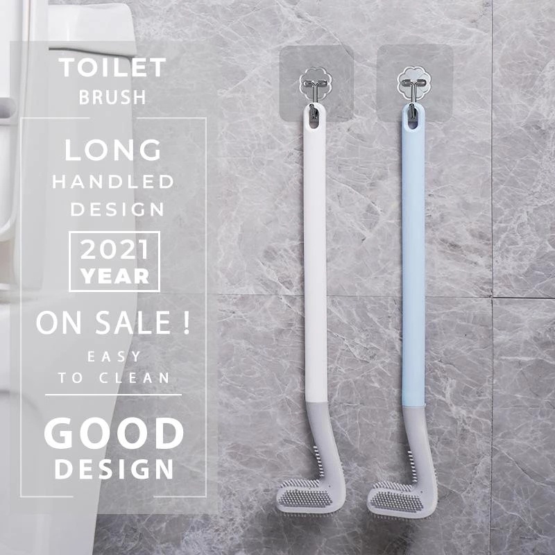 Bàn chải vệ sinh bồn cầu bằng silicone cán dài linh hoạt tiện dụng