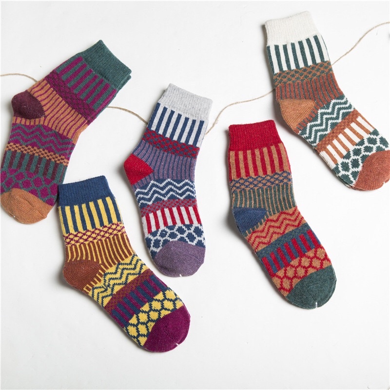 [TonaShoe] Tất Thổ Cẩm Cổ Cao Vintage Nam Nữ M20