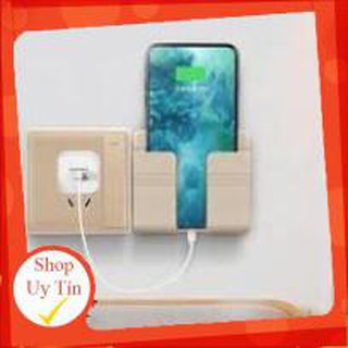 Kệ Dán Tường Để Remote, Đồ Dùng/ Giá Đỡ Sạc Điện Thoại - Có Móc Treo Giữ Dây Điện [sẵn hàng] (giá sỉ) (giá sỉ)