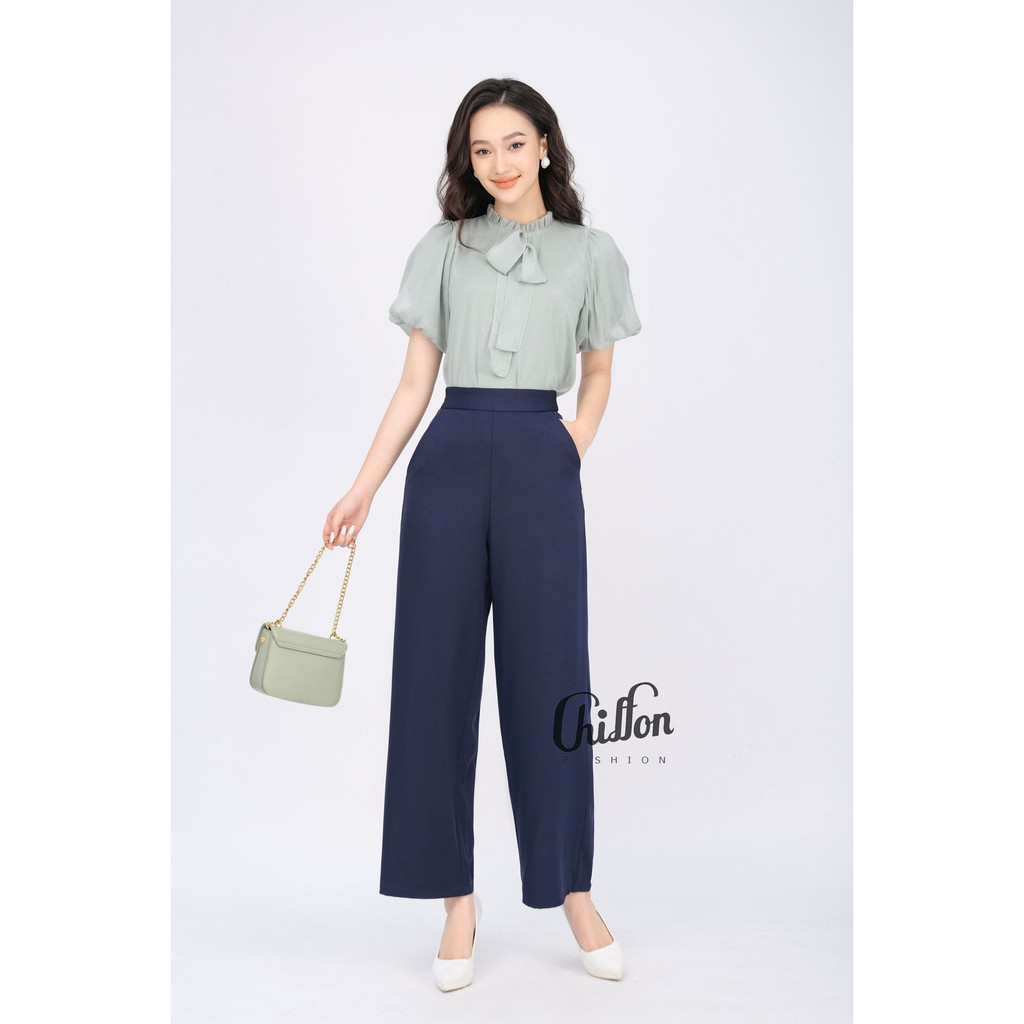 Quần ống rộng công sở nữ thiết kế Chiffon