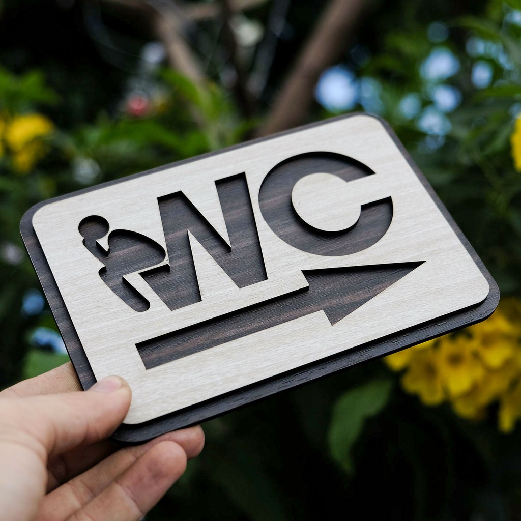 Bảng WC bằng gỗ cắt laser (có keo 2 mặt phía sau) - Mẫu TL03