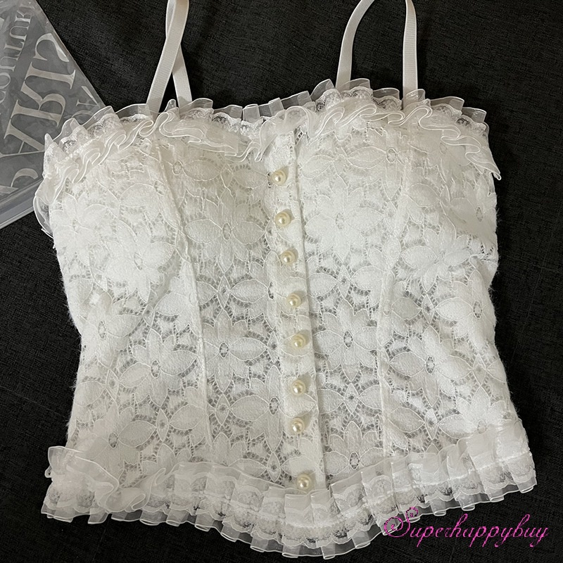 Áo Hai Dây Phối Ren Kiểu Dáng Quyến Rũ Hợp Thời Trang Cho Nữ