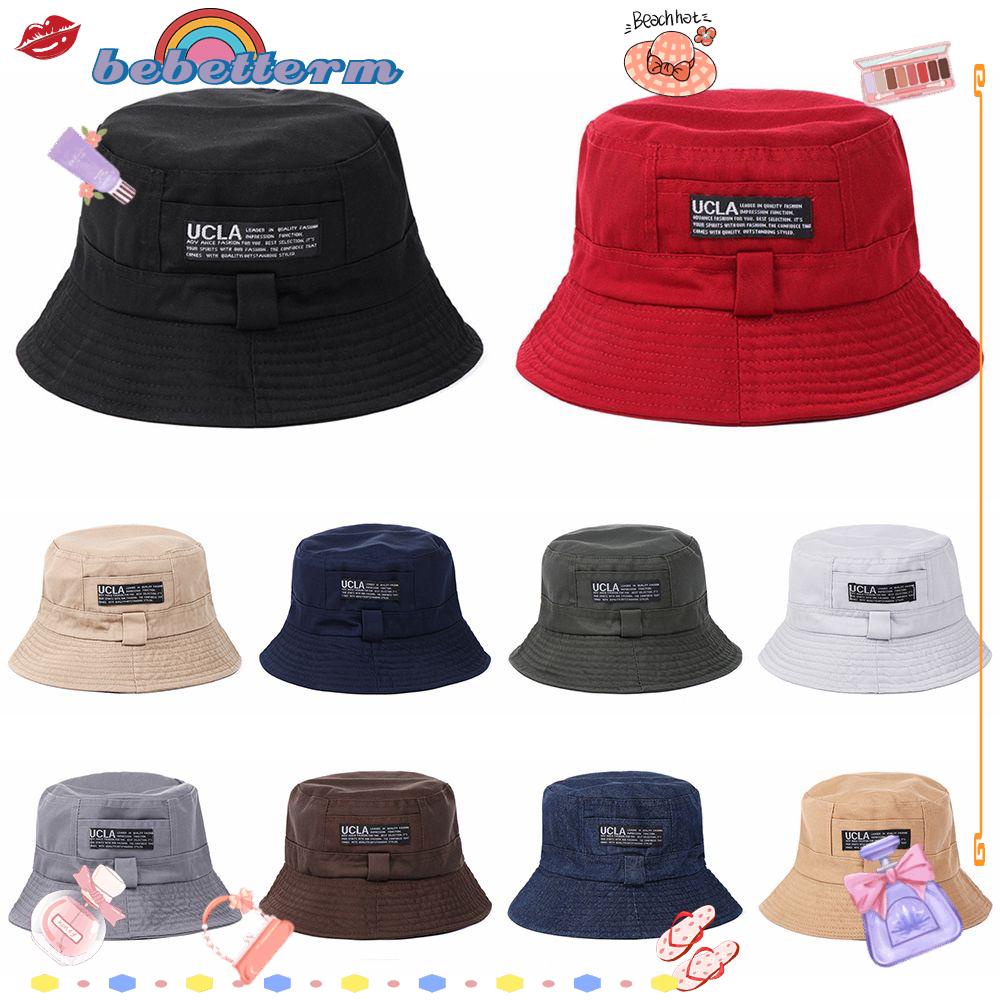 Mũ tai bèo vải cotton chống nắng thêu chữ nhiều màu tùy chọn trẻ trung cho nam và nữ