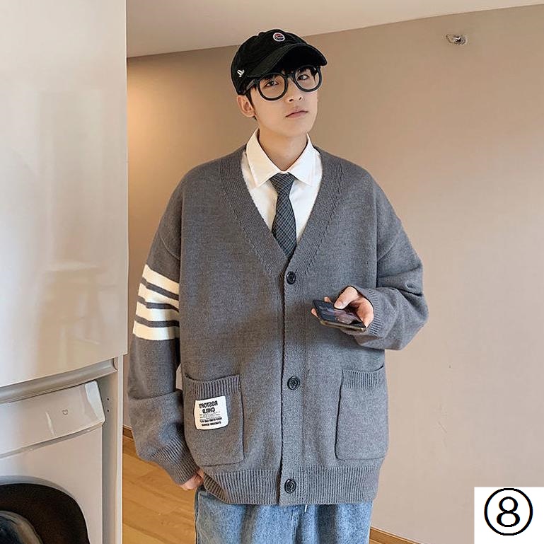 Áo Khoác Cardigan Dệt Kim Dáng Rộng Phong Cách Đường Phố Hàn Quốc Thời Trang Mùa Thu Cho Nam
