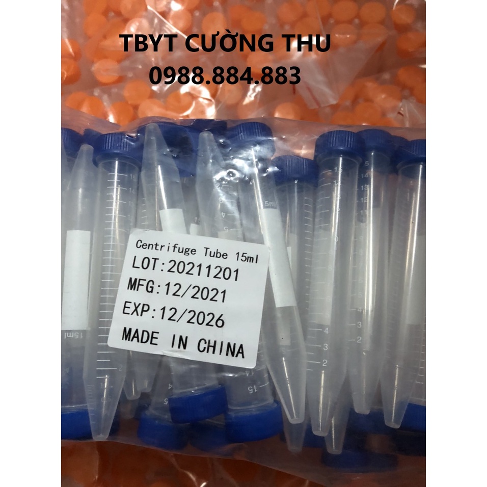 Combo 100 ống falcon 15ml, ống ly tâm 15ml dùng trong y tế