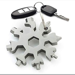Móc khóa cờ lê 19 chức năng hình bông tuyết đa năng thép nguyên khối