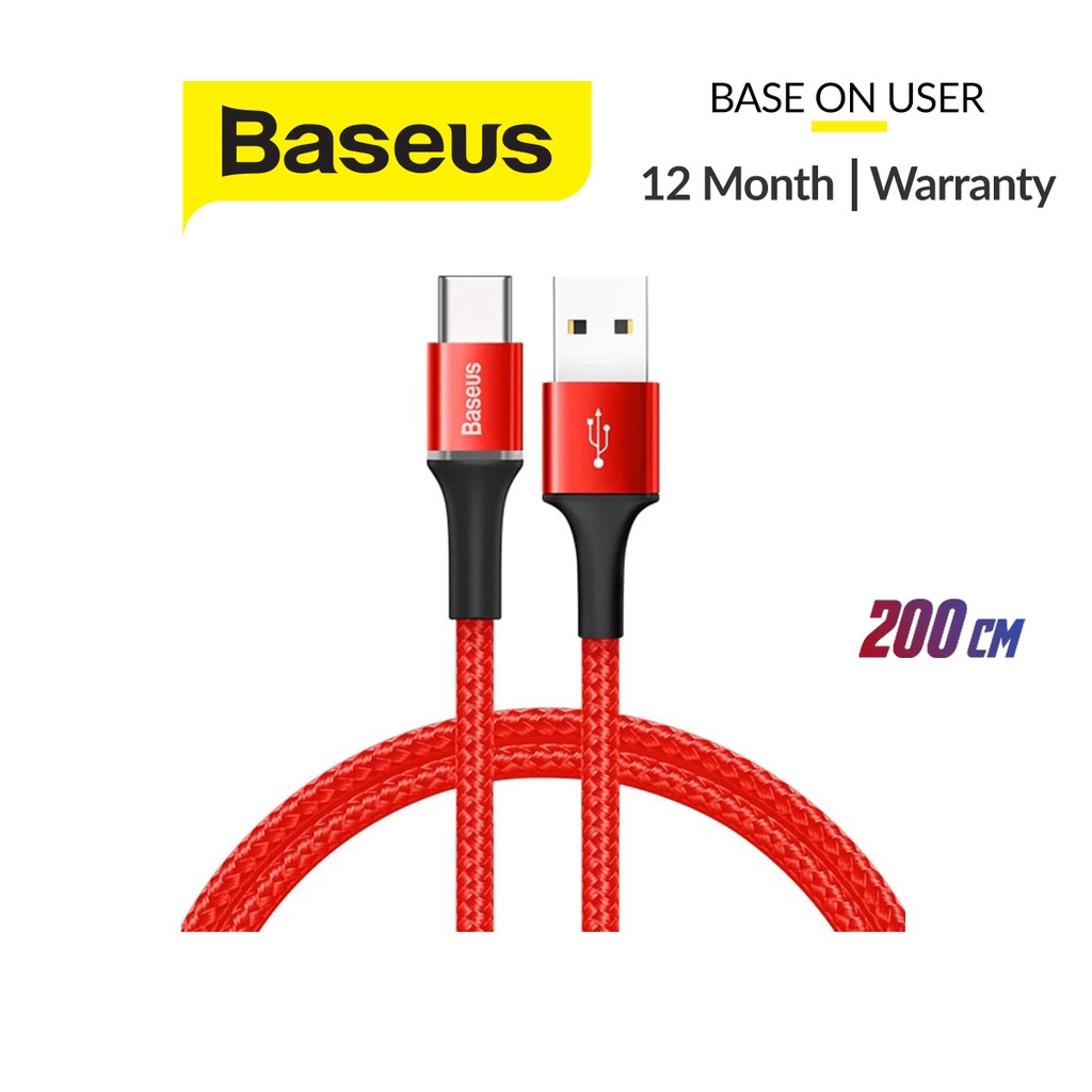 Cáp sạc Baseus Halo Data USB to Type C 2M ( 2A Quick charge 3.0, có đèn LED )