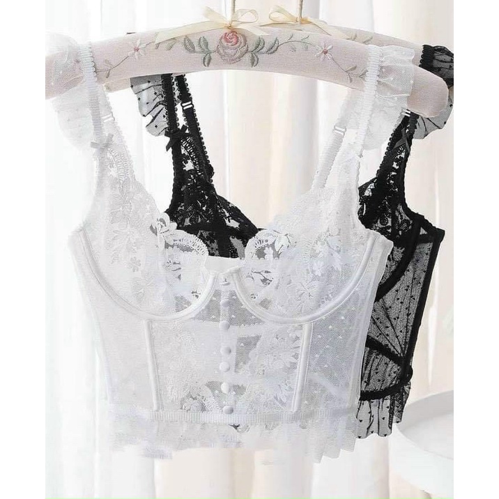 Áo Corset ren - Set Nội Y Ren Crotop Áo Gọng dẻo ôm Ngực Gợi Cảm - 6901